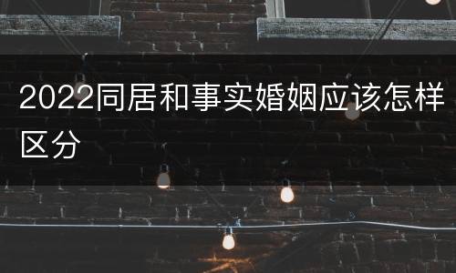2022同居和事实婚姻应该怎样区分