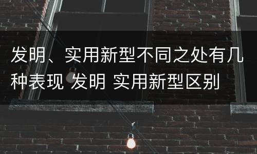 发明、实用新型不同之处有几种表现 发明 实用新型区别