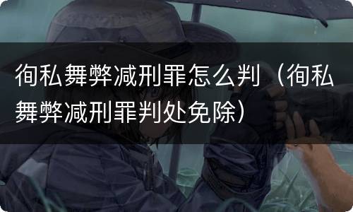 徇私舞弊减刑罪怎么判（徇私舞弊减刑罪判处免除）