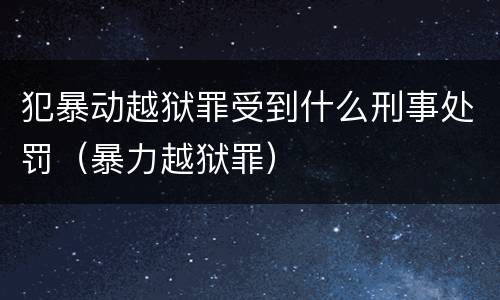 犯暴动越狱罪受到什么刑事处罚（暴力越狱罪）