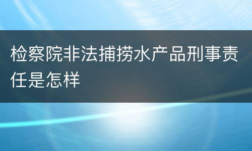 检察院非法捕捞水产品刑事责任是怎样