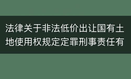 法律关于非法低价出让国有土地使用权规定定罪刑事责任有哪些