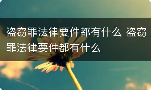 盗窃罪法律要件都有什么 盗窃罪法律要件都有什么