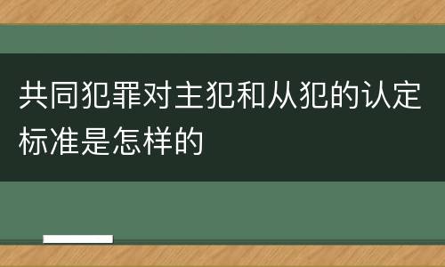 共同犯罪对主犯和从犯的认定标准是怎样的