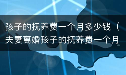 孩子的抚养费一个月多少钱（夫妻离婚孩子的抚养费一个月多少钱）