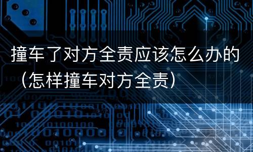 撞车了对方全责应该怎么办的（怎样撞车对方全责）