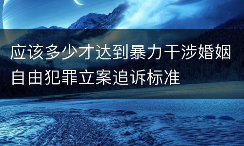 应该多少才达到暴力干涉婚姻自由犯罪立案追诉标准