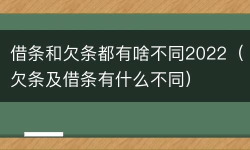 借条和欠条都有啥不同2022（欠条及借条有什么不同）