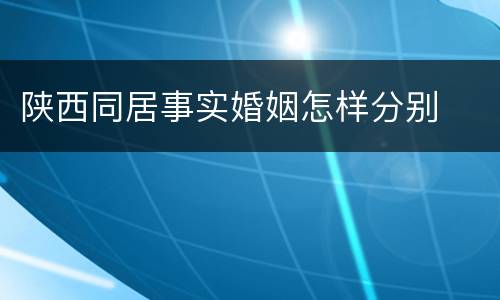 陕西同居事实婚姻怎样分别