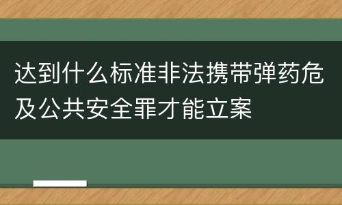 达到什么标准非法携带弹药危及公共安全罪才能立案