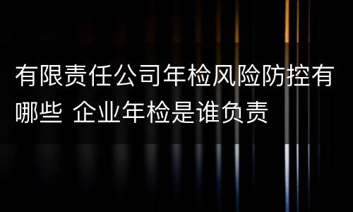 有限责任公司年检风险防控有哪些 企业年检是谁负责