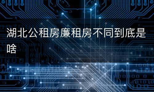 湖北公租房廉租房不同到底是啥