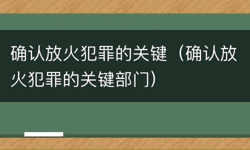 确认放火犯罪的关键（确认放火犯罪的关键部门）