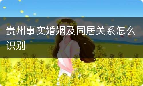 贵州事实婚姻及同居关系怎么识别