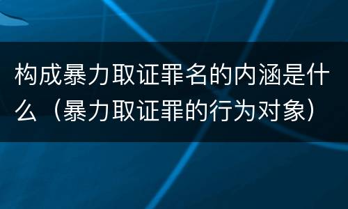 构成暴力取证罪名的内涵是什么（暴力取证罪的行为对象）