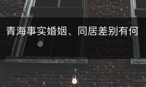 青海事实婚姻、同居差别有何