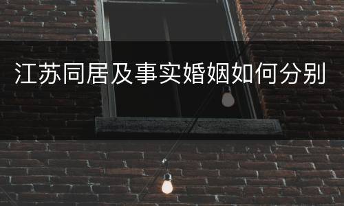 江苏同居及事实婚姻如何分别