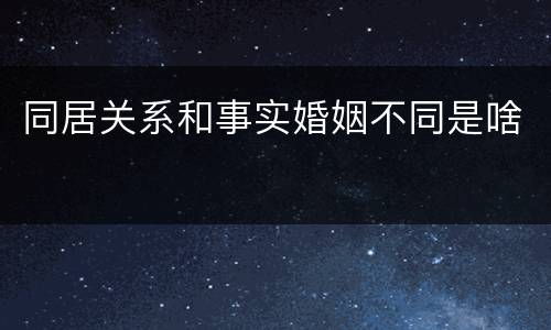 同居关系和事实婚姻不同是啥