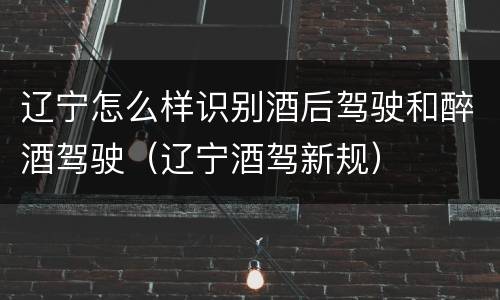 辽宁怎么样识别酒后驾驶和醉酒驾驶（辽宁酒驾新规）