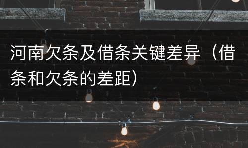 河南欠条及借条关键差异（借条和欠条的差距）