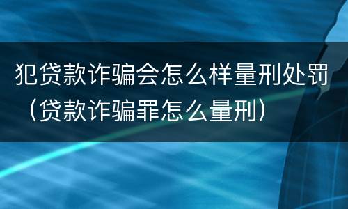犯贷款诈骗会怎么样量刑处罚（贷款诈骗罪怎么量刑）