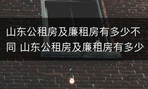 山东公租房及廉租房有多少不同 山东公租房及廉租房有多少不同的地方