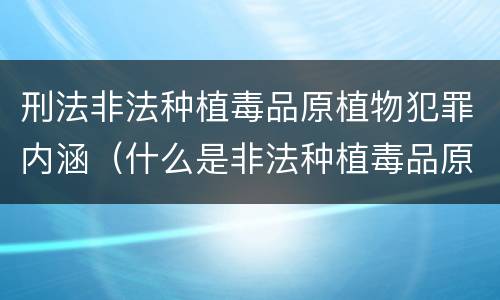 刑法非法种植毒品原植物犯罪内涵（什么是非法种植毒品原植物罪）