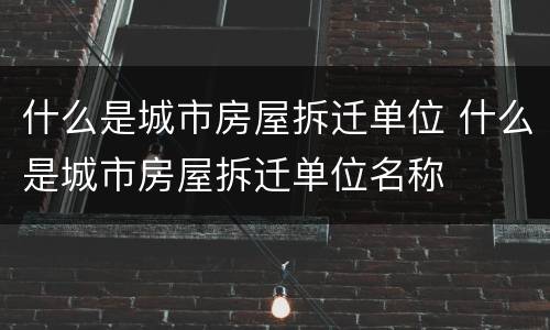 什么是城市房屋拆迁单位 什么是城市房屋拆迁单位名称