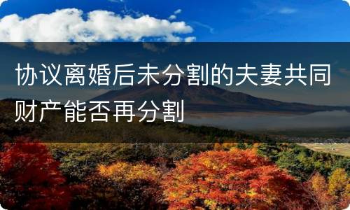 协议离婚后未分割的夫妻共同财产能否再分割