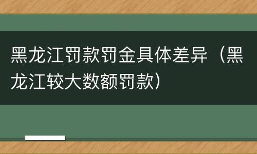 黑龙江罚款罚金具体差异（黑龙江较大数额罚款）