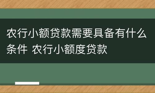 农行小额贷款需要具备有什么条件 农行小额度贷款