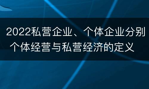 2022私营企业、个体企业分别 个体经营与私营经济的定义