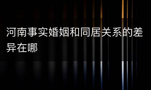 河南事实婚姻和同居关系的差异在哪