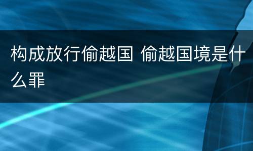 构成放行偷越国 偷越国境是什么罪