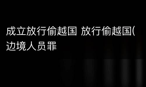 成立放行偷越国 放行偷越国(边境人员罪