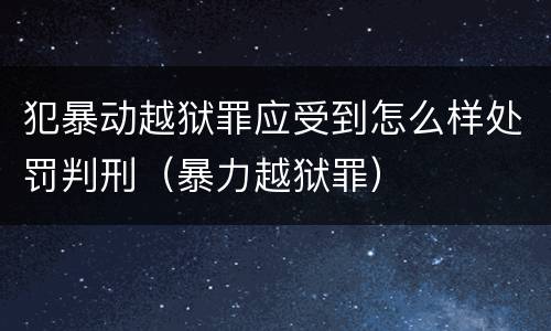 犯暴动越狱罪应受到怎么样处罚判刑（暴力越狱罪）