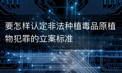 要怎样认定非法种植毒品原植物犯罪的立案标准