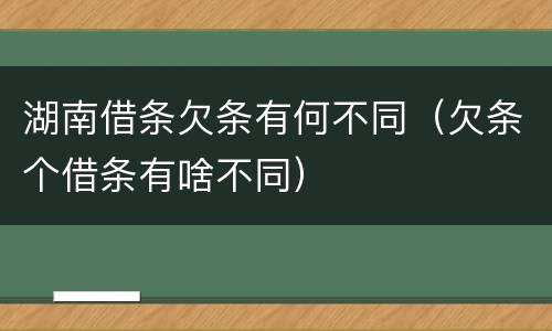 湖南借条欠条有何不同（欠条个借条有啥不同）