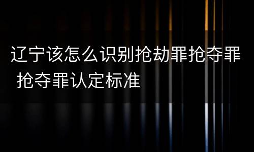 辽宁该怎么识别抢劫罪抢夺罪 抢夺罪认定标准