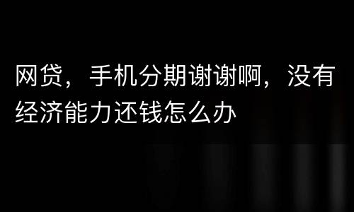 网贷，手机分期谢谢啊，没有经济能力还钱怎么办