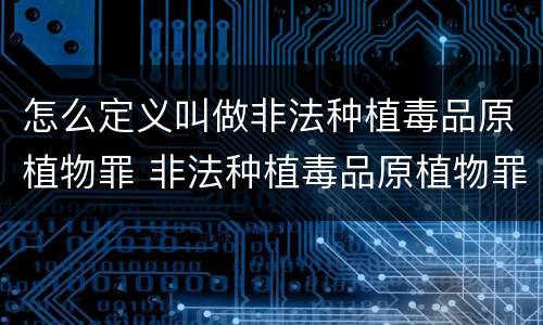 怎么定义叫做非法种植毒品原植物罪 非法种植毒品原植物罪量刑指导意见