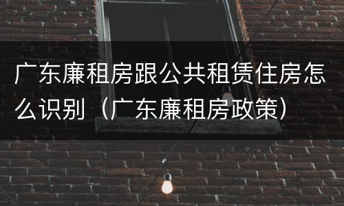 广东廉租房跟公共租赁住房怎么识别（广东廉租房政策）