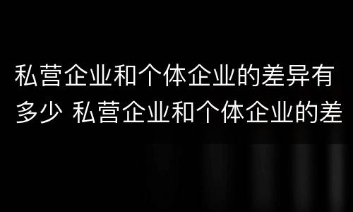 私营企业和个体企业的差异有多少 私营企业和个体企业的差异有多少种
