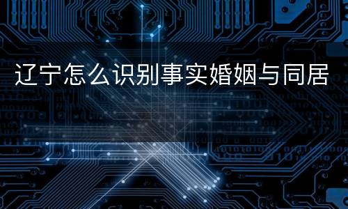 辽宁怎么识别事实婚姻与同居