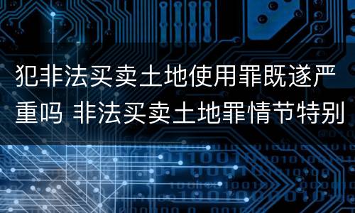 犯非法买卖土地使用罪既遂严重吗 非法买卖土地罪情节特别严重