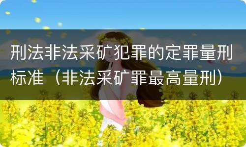 刑法非法采矿犯罪的定罪量刑标准（非法采矿罪最高量刑）