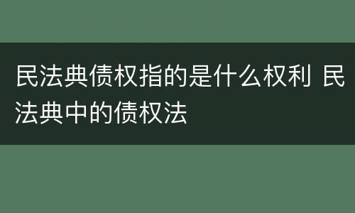 民法典债权指的是什么权利 民法典中的债权法