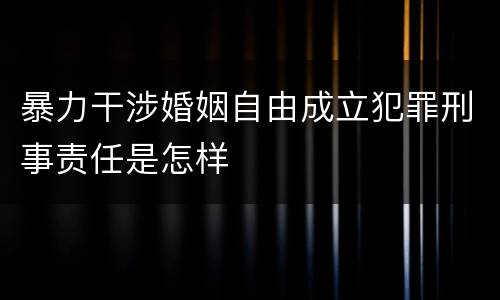 暴力干涉婚姻自由成立犯罪刑事责任是怎样
