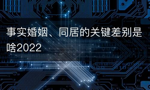 事实婚姻、同居的关键差别是啥2022