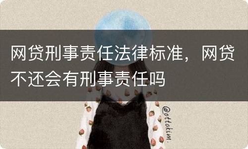 网贷刑事责任法律标准，网贷不还会有刑事责任吗